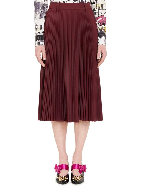 prada pleated twill midi skirt|prada striped skirt.